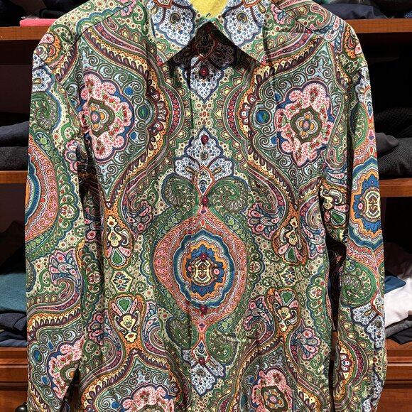 ROBERT GRAHAM MULTICOLORED BUTTON DOWN SHIRT-MENS LARGE - Picture 1 of 4